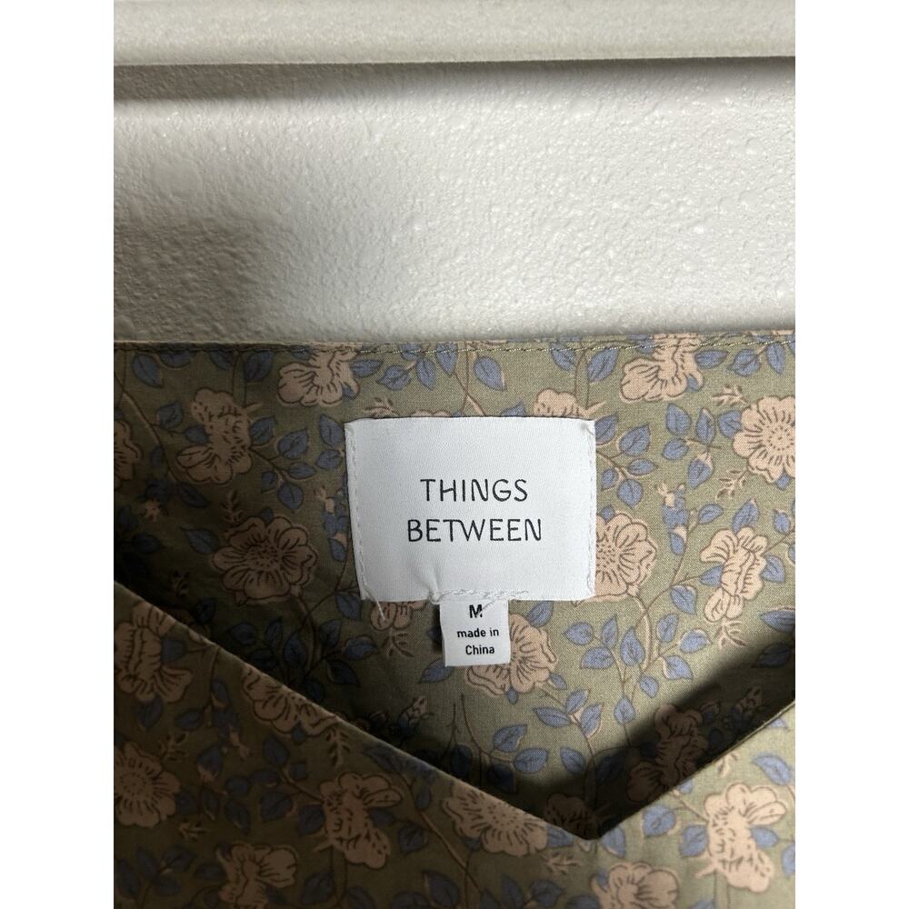 Talula Floral Puff-Sleeve Mini Dress in Olive - Picture 2 of 6